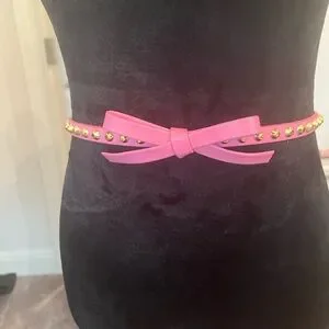 Prada | Accessories | Prada Pink Bow Belt With Gold Studs 